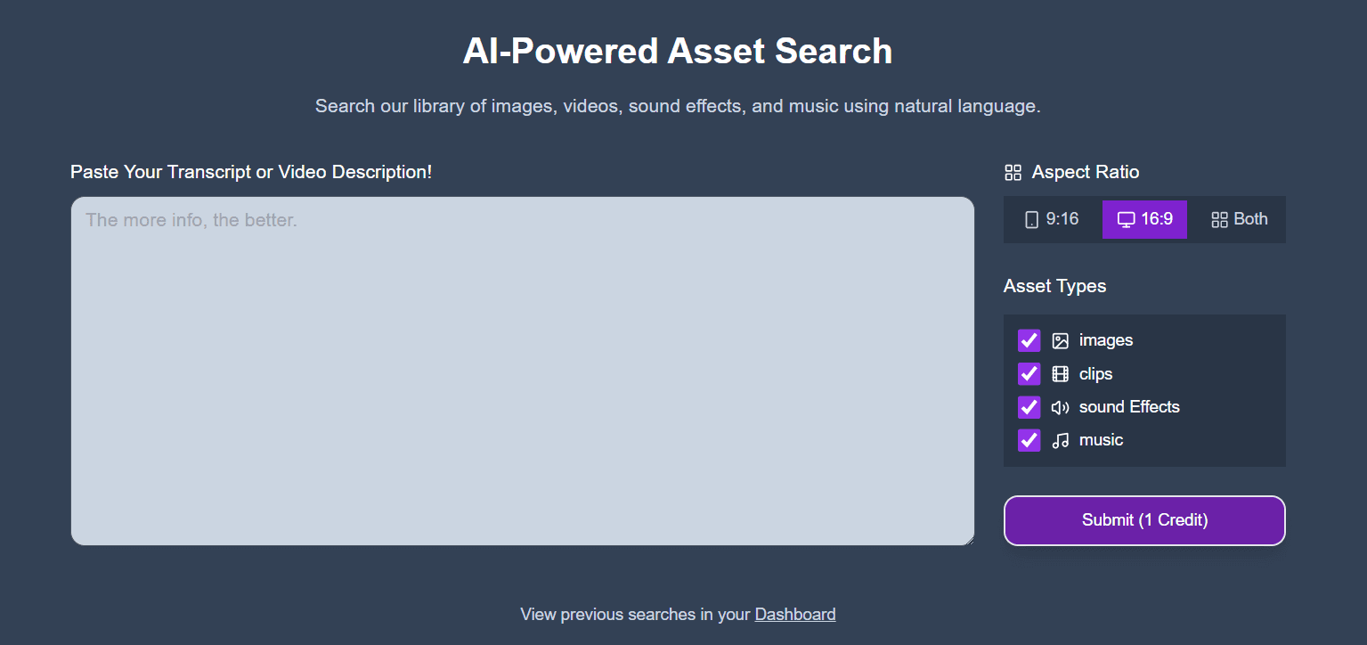 Createthat.ai's AI search user-interface